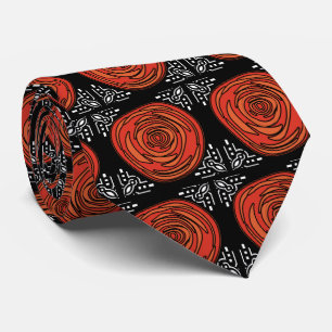 Decofied Roses Red and White on Black Tie