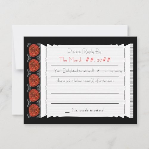 Decofied Roses  Reply Card RSVP Card