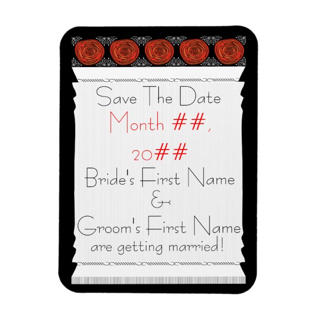 Decofied Roses (Save The Date Magnet) Magnet (Vertical)