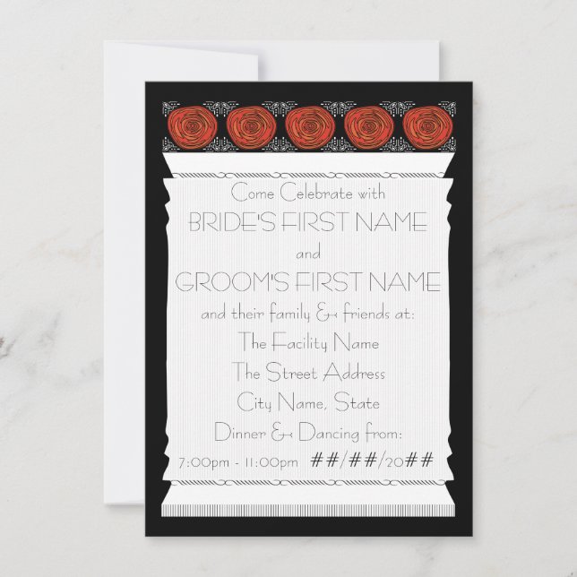 Decofied Roses (The Wedding Reception) Invitation (Front)