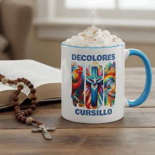 DeColores Cursillo Brush Stroke Rooster Cross Dove Mug