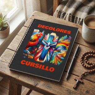 DeColores Cursillo Brush Stroke Rooster Cross Dove Notebook