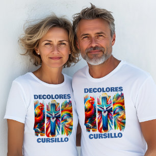 DeColores Cursillo Brush Stroke Rooster Cross Dove T-Shirt