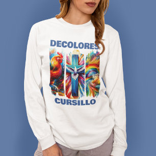 DeColores Cursillo Brush Stroke Rooster Cross Dove T-Shirt