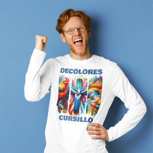 DeColores Cursillo Brush Stroke Rooster Cross Dove T-Shirt