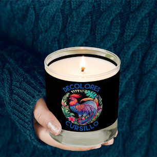 DeColores Cursillo Colorful Floral Black Rooster  Scented Candle