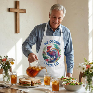 DeColores Cursillo Colorful Floral Rooster  Apron