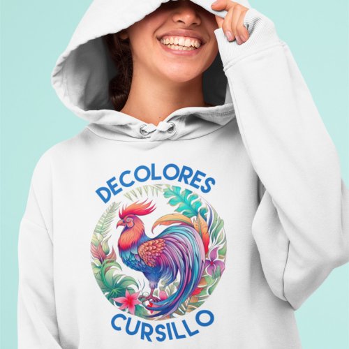 DeColores Cursillo Colorful Floral Rooster  Hoodie
