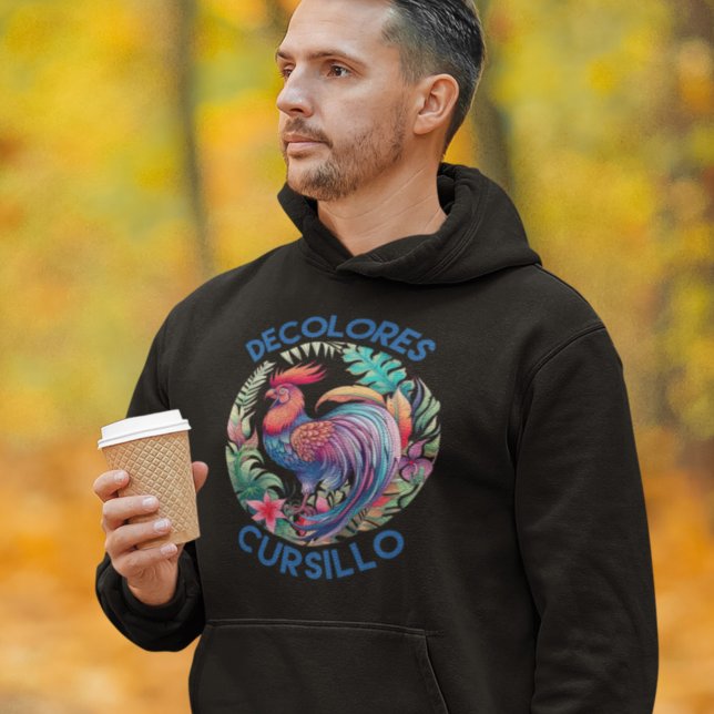 DeColores Cursillo Colorful Floral Rooster  Hoodie (Creator Uploaded)