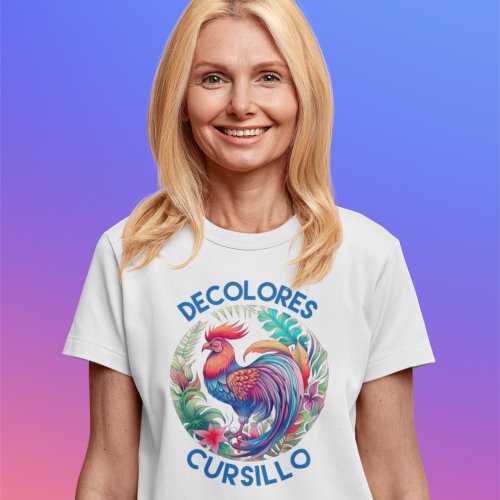 DeColores Cursillo Colorful Floral Rooster  T_Shirt