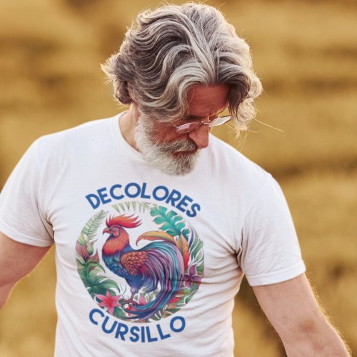 DeColores Cursillo Colorful Floral Rooster  T_Shirt