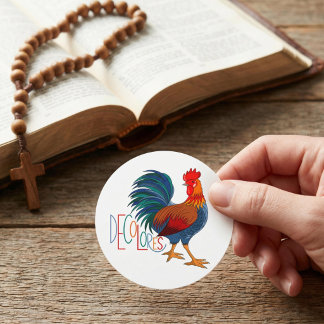 DeColores Cursillo Colorful Rooster Classic Round Sticker