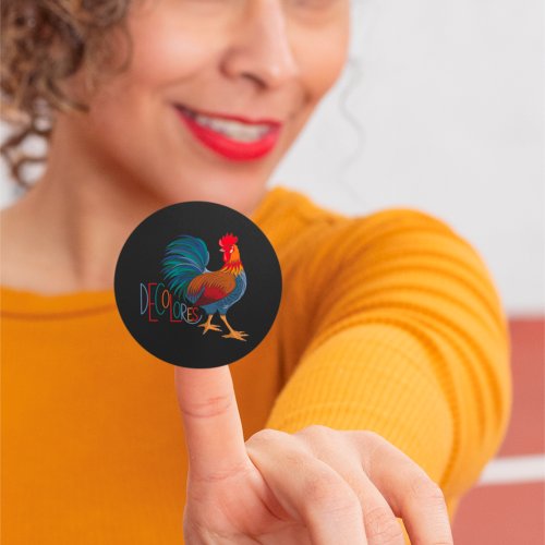 DeColores Cursillo Colorful Rooster Classic Round Sticker
