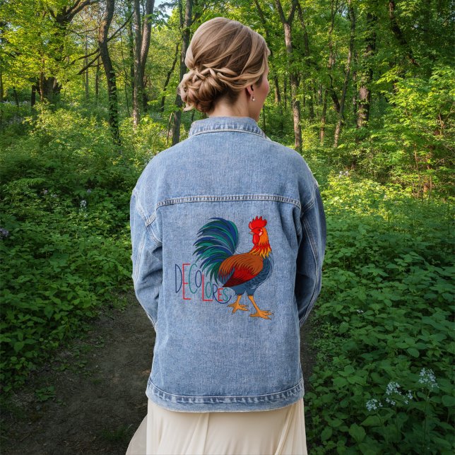 DeColores Cursillo Colorful Rooster Denim Jacket (Creator Uploaded)
