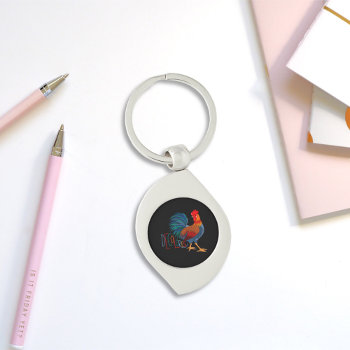 Decolores Cursillo Colorful Rooster Keychain by Gsallicat at Zazzle