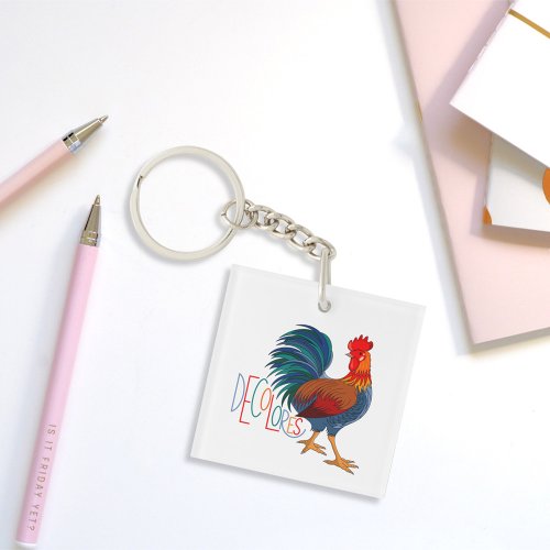 DeColores Cursillo Colorful Rooster Keychain