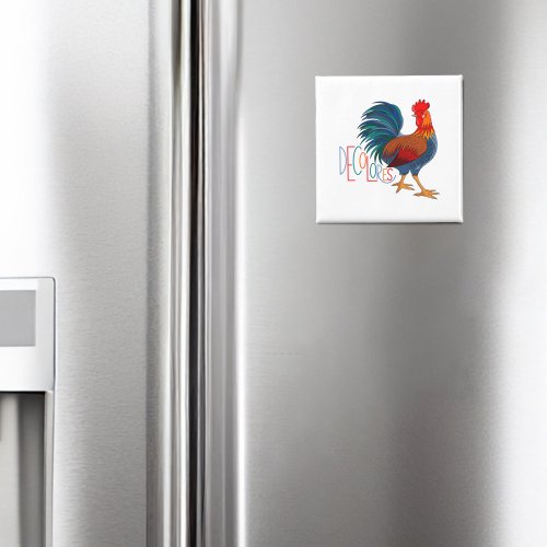 DeColores Cursillo Colorful Rooster Magnet