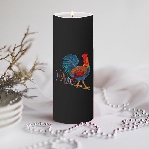 DeColores Cursillo Colorful Rooster Pillar Candle