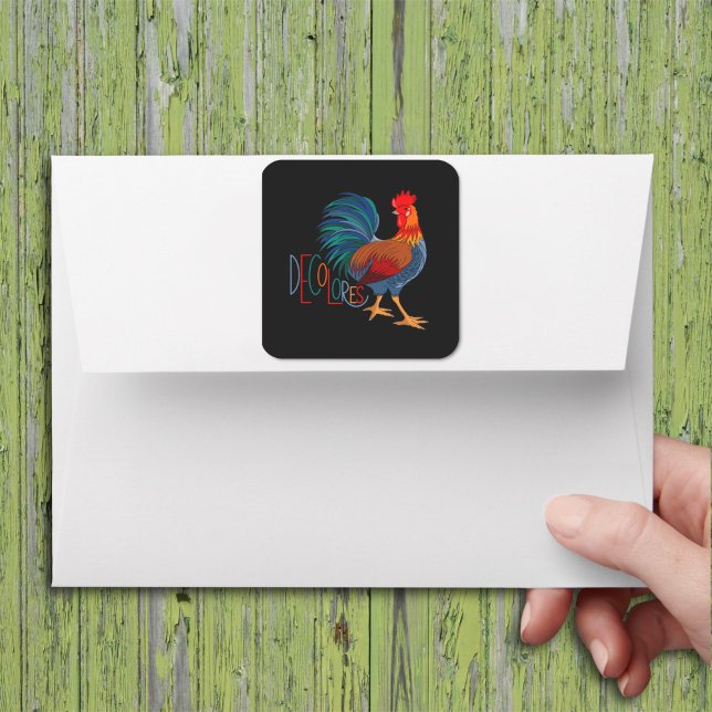 DeColores Cursillo Colorful Rooster Square Sticker (Creator Uploaded)