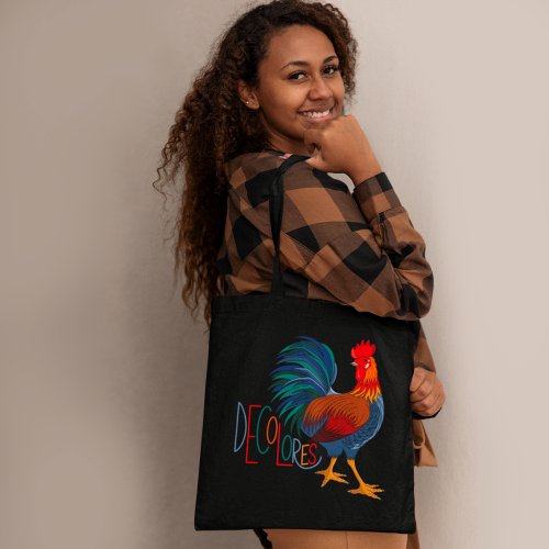 DeColores Cursillo Colorful Rooster Tote Bag