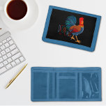 DeColores Cursillo Colorful Rooster Trifold Wallet<br><div class="desc">De Colores is a traditional Spanish folk song, widely used as a song in the Roman Catholic Cursillo movement. What a lovely gift of faith for you, a friend, or even a priest. The hand drawn colorful Rooster in colors of blue, red and orange and green is a stunner. Hand...</div>