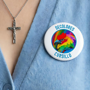 DeColores Cursillo Colorful Rooster Vivid Rainbow Button