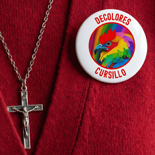 DeColores Cursillo Colorful Rooster Vivid Rainbow Button