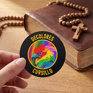 DeColores Cursillo Colorful Rooster Vivid Rainbow Classic Round Sticker