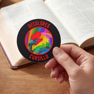 DeColores Cursillo Colorful Rooster Vivid Rainbow Classic Round Sticker