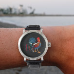 DeColores Cursillo Colorful Rooster Watch<br><div class="desc">De Colores is a traditional Spanish folk song, widely used as a song in the Roman Catholic Cursillo movement. What a lovely gift of faith for you, a friend, or even a priest. The hand drawn colorful Rooster in colors of blue, red and orange and green is a stunner. Hand...</div>