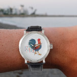 DeColores Cursillo Colorful Rooster Watch<br><div class="desc">De Colores is a traditional Spanish folk song, widely used as a song in the Roman Catholic Cursillo movement. What a lovely gift of faith for you, a friend, or even a priest. The hand drawn colorful Rooster in colors of blue, red and orange and green is a stunner. Hand...</div>