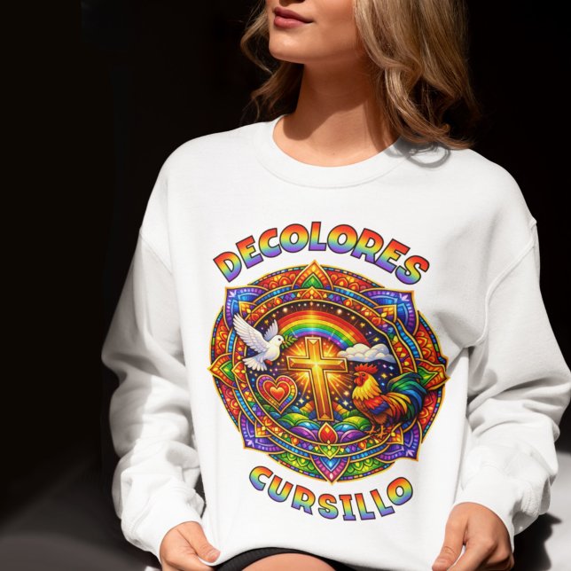 DeColores Cursillo Cross Dove Rooster Mandala Sweatshirt (Creator Uploaded)