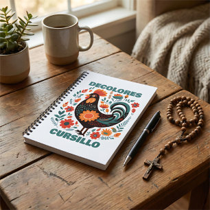 DeColores Cursillo Folk Art Black Rooster Faith  Notebook