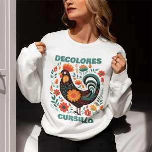 DeColores Cursillo Folk Art Black Rooster Faith  Sweatshirt