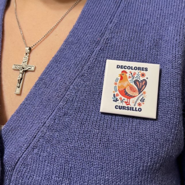 DeColores Cursillo Folk Art Rooster Christian Button (Creator Uploaded)