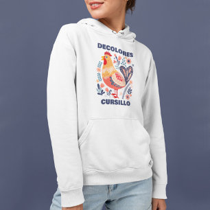 DeColores Cursillo Folk Art Rooster Christian Hoodie