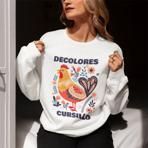 DeColores Cursillo Folk Art Rooster Christian Sweatshirt