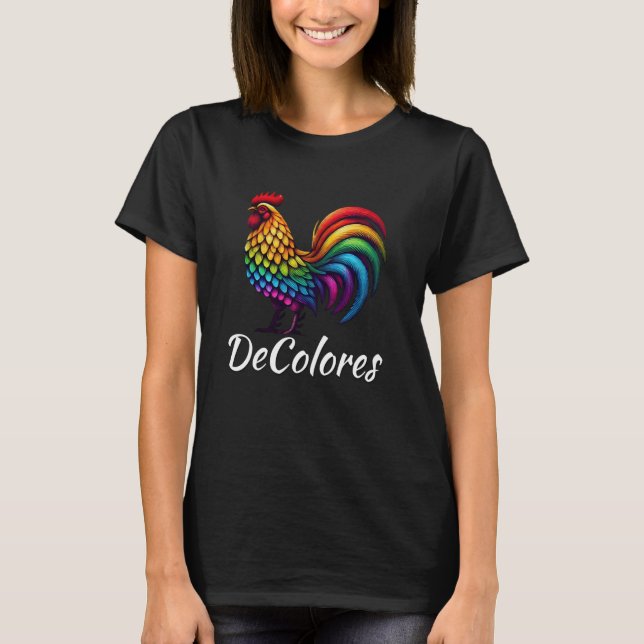 DeColores Cursillo Raibow Rooster Catholic T-Shirt (Front)
