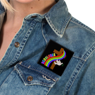 DeColores Cursillo Rainbow With Cross and Peace Do Button