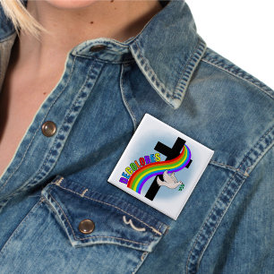 DeColores Cursillo Rainbow With Cross and Peace Do Button