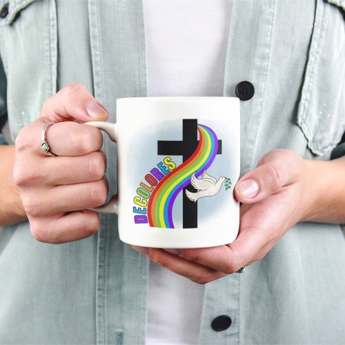 DeColores Cursillo Rainbow With Cross and Peace Do Coffee Mug