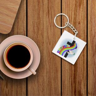 DeColores Cursillo Rainbow With Cross and Peace Do Keychain