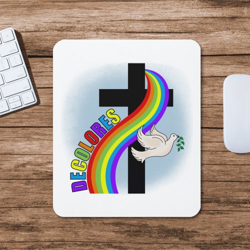 DeColores Cursillo Rainbow With Cross and Peace Do Mouse Pad