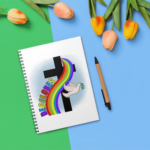 DeColores Cursillo Rainbow With Cross and Peace Do Notebook