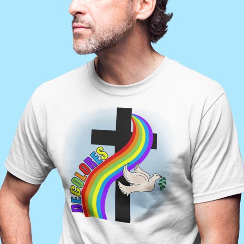 DeColores Cursillo Rainbow With Cross and Peace Do T_Shirt