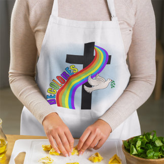 DeColores Cursillo Rainbow With Cross & Peace Dove Apron
