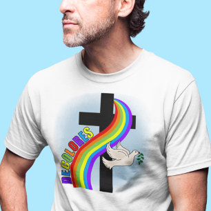DeColores Cursillo Rainbow With Cross & Peace Dove T-Shirt