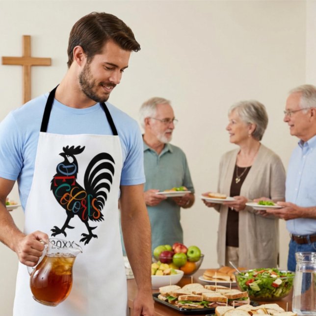 DeColores Cursillo Rooster Black Silhouette  Apron (Creator Uploaded)