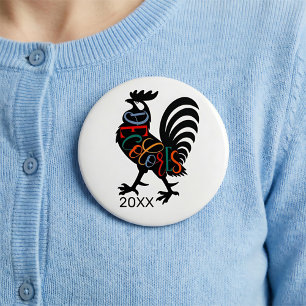 DeColores Cursillo Rooster Black Silhouette Button