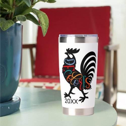 DeColores Cursillo Rooster Black Silhouette  Insulated Tumbler